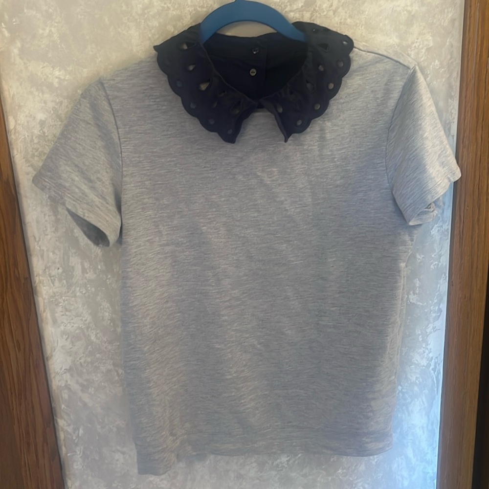 Halogen detachable eyelet collar blouse